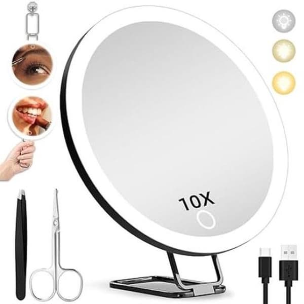 Magnifying mirror with suction cup - 10x magnification - ø15cm - Makeup mirror with suction cups - Mirror - Magnifying mirror with light suction cup