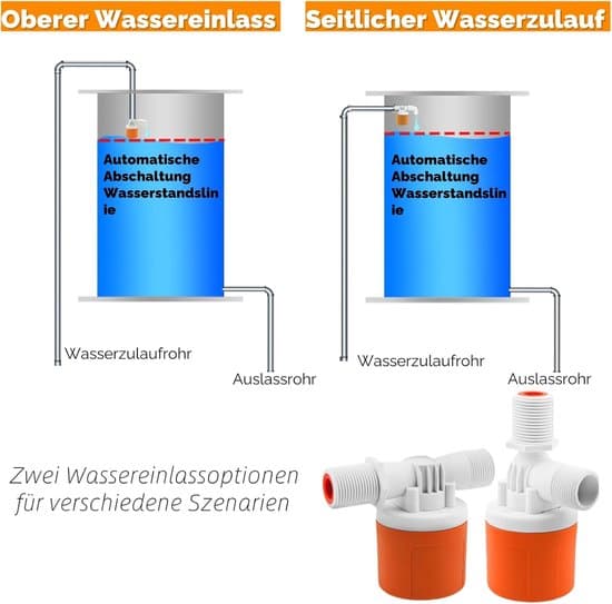 Vandtank flydeventil - Topforbindelse 1/2\", automatisk, til pool, dam
