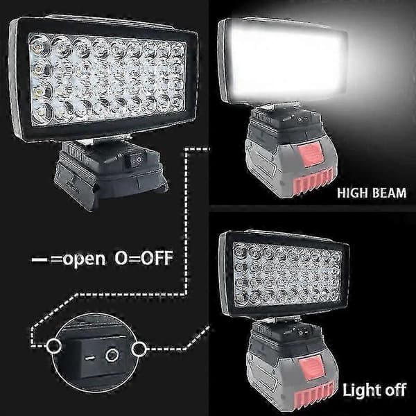 Bærbar LED arbeidslampe for Bosch 18v med USB-lading