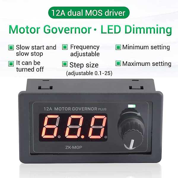 PWM-moottorin nopeuden säädin, säädettävä nopeuden säädin DC 5V-30V 12A 360W moottorin ohjain kaksois-M:llä