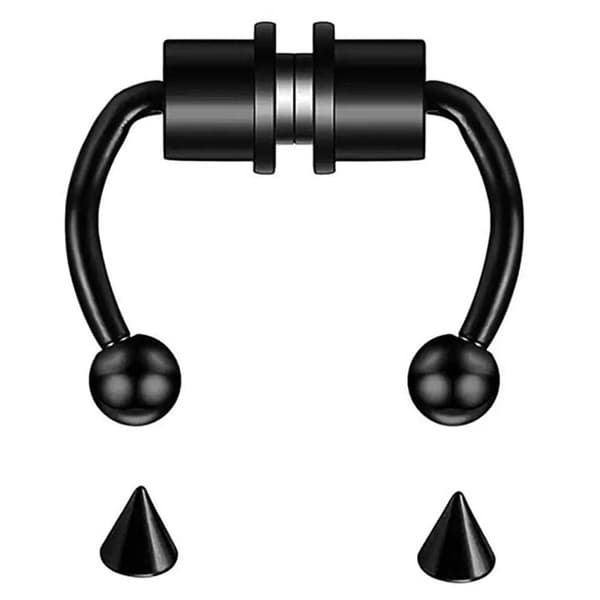 Magnetisk Falsk Næsering Septum Næsepiercing Sort
