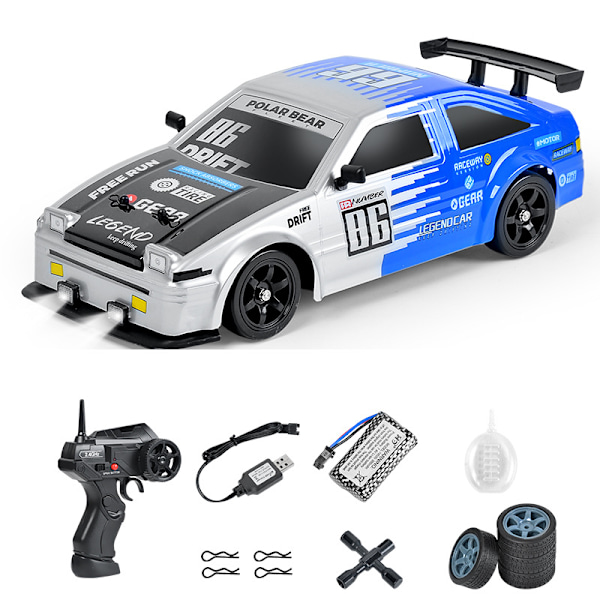 16a04 1/16 Rc Drifting Bil Simulerad 4-hjulsdrift Med Led-ljus Rc Billeksak För Över 6 År Entertainment-SC16A07 blå