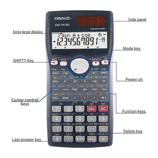 OSALO 10+2 Sifre Dobbel Linje Display Kalkulator