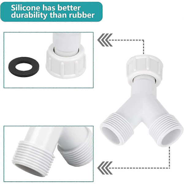 Vaskemaskine Y-stykke, Plastik 3/4 Slangekobling, Apparat Indløb Bsp Slange Y-stykke Splitter Kobling, Til Vaskemaskine Opvaskemaskine 2 stk