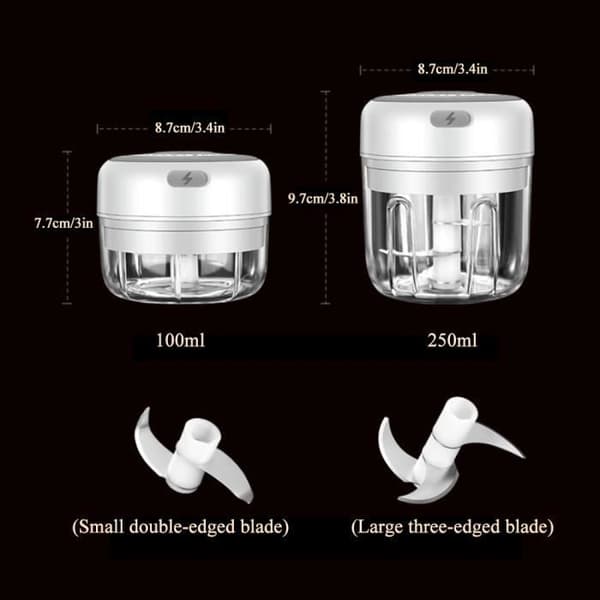 Mini elektrisk hvidløgspresser og grøntsagshakker - 100 ml, hvidløgspresser, hvidløgsseparator, hvidløgspuré, hvidløgsstøder