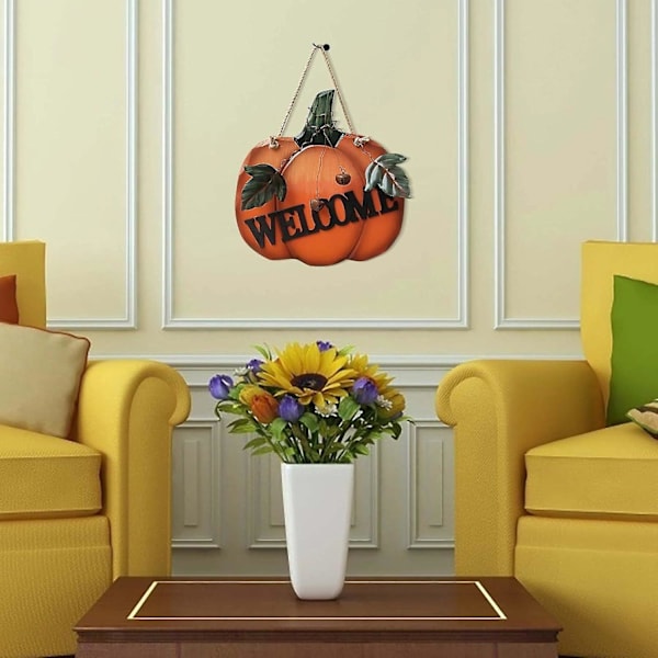 Kurpitsa Tervetuloa Ovikyltti, Kurpitsa Tervetuloa Oviroikkuva Kyltti Juhlapyhäkoriste, Halloween Seppele