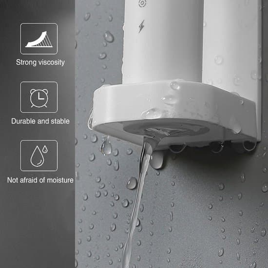 2-piece Electric Toothbrush Holder - Wall Mount - Strong Adhesion - Adjustable Height - Bathroom Storage (Universal) - Black