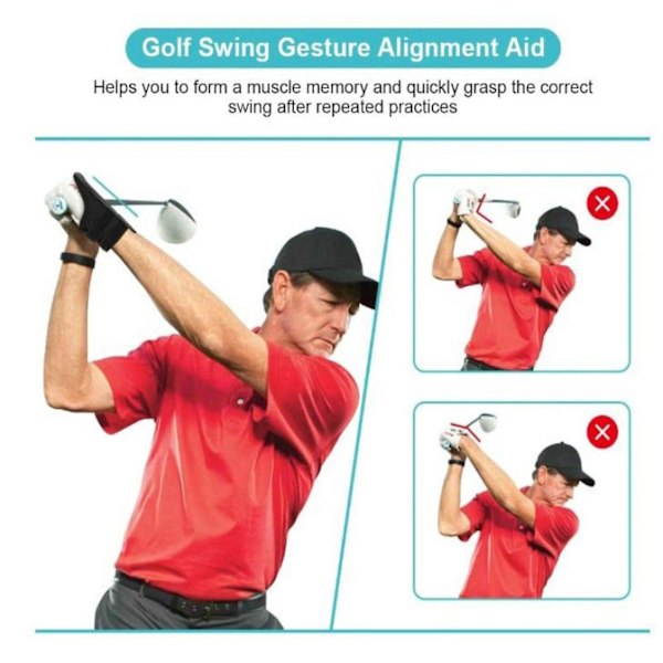 Golfträningshandledsstöd, golfswing handleds gångjärns tränare handledsstöd band swing gestalt justering träningshjälp svart -GSL