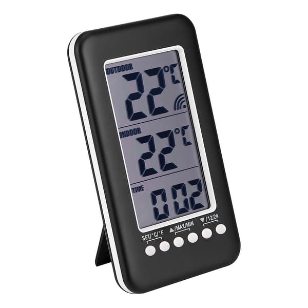 LCD Digitalt Indendørs Udendørs Termometer Ur Temperaturmåler Trådløs Sender-YM