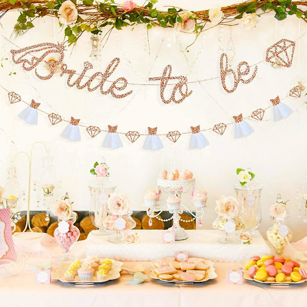 Roséguld Brud Bli Banner Sign Dubbelsidig Glitter Papper Dekorativa Tillbehör