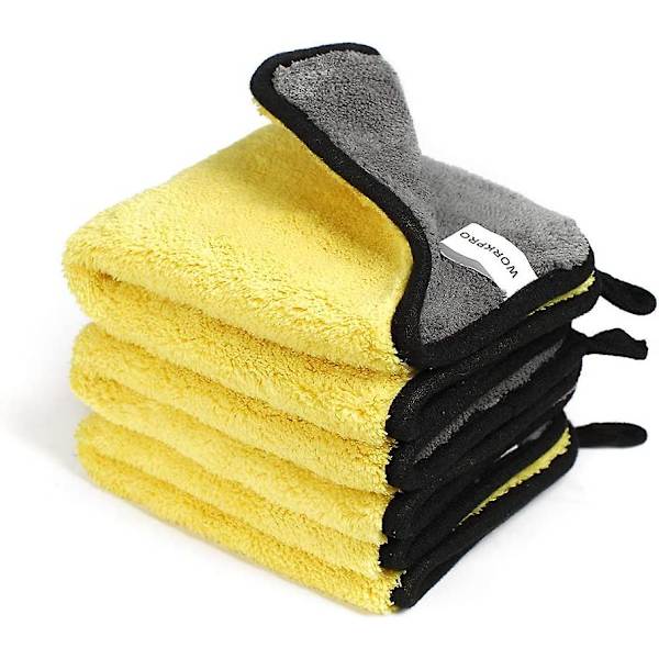3-pak Mikrofiber Bilrengøringsklude, Super Absorberende Mikrofiber Tykke Plys Klude Til Bil- Og Motorcykellakpleje, Rengøring, Polering