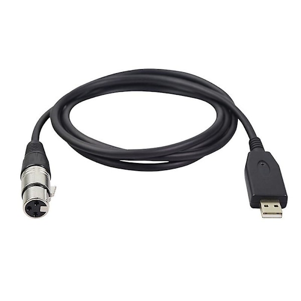 REXLIS 1,8 m USB Mikrofonkabel, 3-benet USB Han til XLR Hun Mikrofon Konverter Kabel Studio Lydkabel