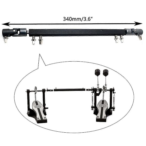 Dobbel Basstrommepedal Drivaksel Stål Basstrommepedal Koblingsarm, svart