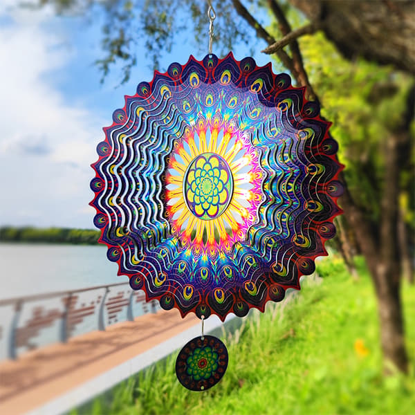 3D-roterende Mandala vindspill - Blå Lilla