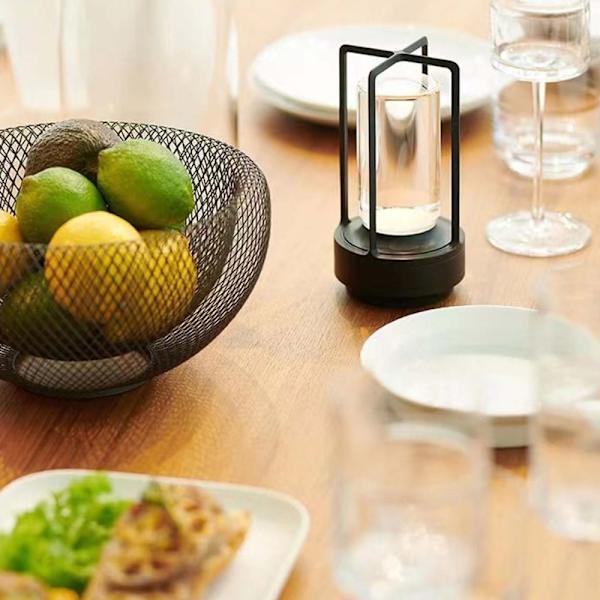 Cordless LED Lamp | Rechargeable Metal Table Lamp Lantern Black