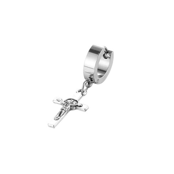 Piercing Ørering Tyk Ring med Jesus på Kors Sølv
