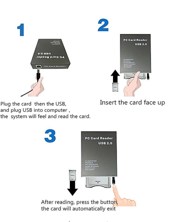 USB 2.0 til PC ATA PCMCIA Adapter Flash Disk Minnekortleser Kompakt Konverter