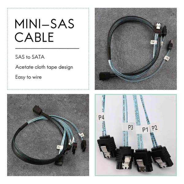 Internt Mini SAS til SATA Kabel, SFF-8643 til Raid Controller Harddisk