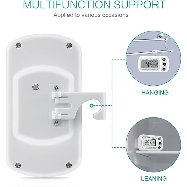 2-pack kylskåpstermometer, digital frys/kyltermometer med krok - Lättläst LCD-display, max/min-funktion vit