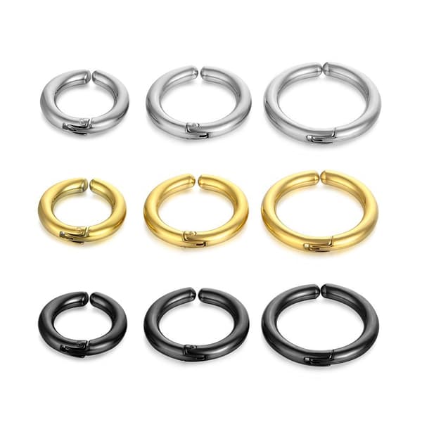 Falsk Piercing Ørering Uden Hul Tyk Ring Sort 12mm