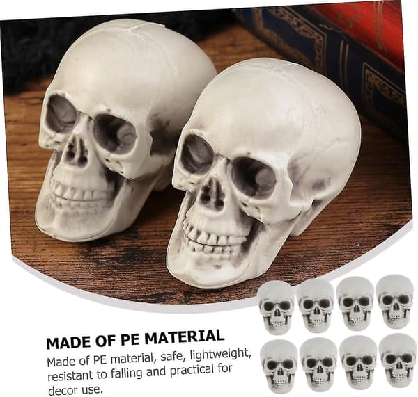 Halloween-dekorasjon Skaller - Mini Plast Simuleringssett (8 stk)