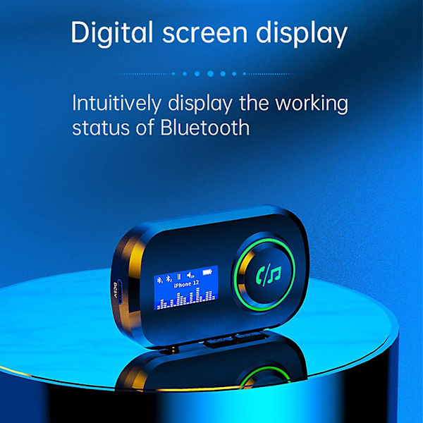 Bluetooth-kompatibel 5.0 Mottaker Sender 2 I 1 Digital Skjerm Bilsett