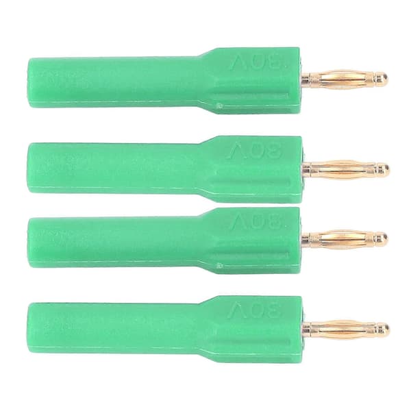 10 stk. Bananstikforbindelse 2 mm han til 4 mm hun adapter forgyldt messing 30V grøn