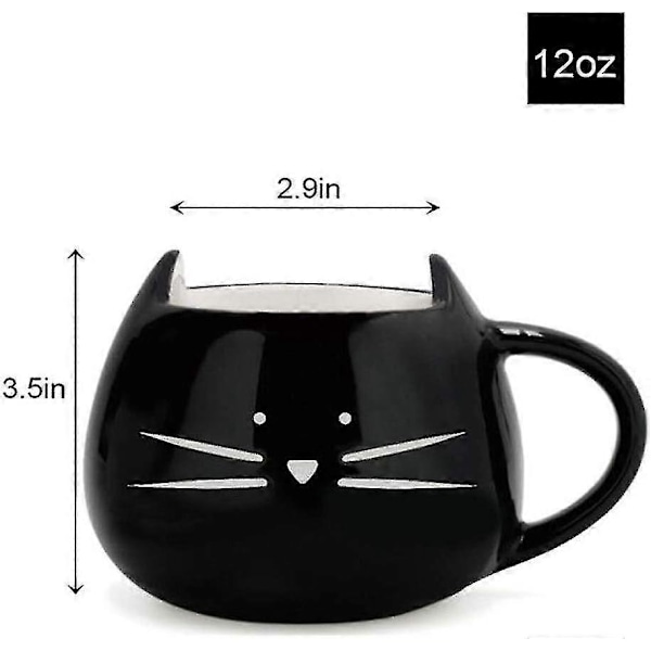 Sød Keramisk Kat Kaffekrus 35 cl Katteelskere Kitty Te Krus Gaver Til Kvinder Piger Sort
