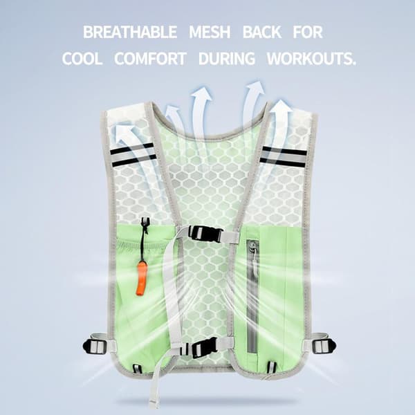 This lightweight hydration vest/backpack is for marathons and races. Suitable for trail running, hiking, cycling, climbing, and jogging.