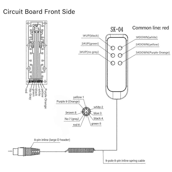 Elektrisk sengekontroll for løftesenger, PVC, IP66, slitesterk, håndkontroll for sykehus (8-polet)