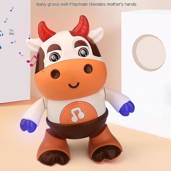 Musikalsk Ko Legetøj til Babyer, Dansende Gående Ko Legetøj, Gående Baby Legetøj Med Musik & LED Lys Pædagogisk