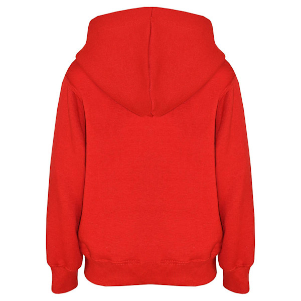 Barn Unisex Ensfarget Hettegenser Rødt Treningsdress - STØRRELSE: 13 år
