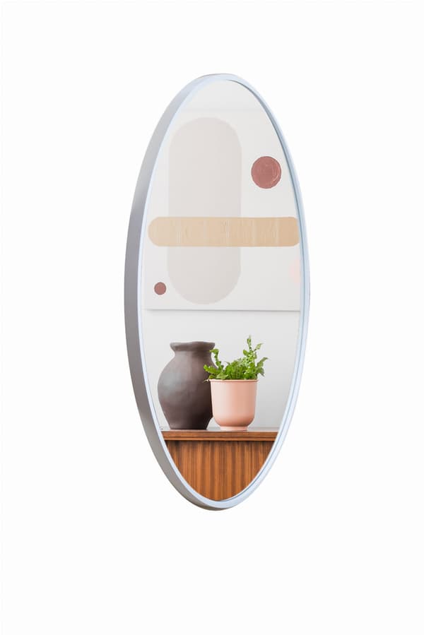 Rundt speil 70 cm, MDF-ramme, hvit