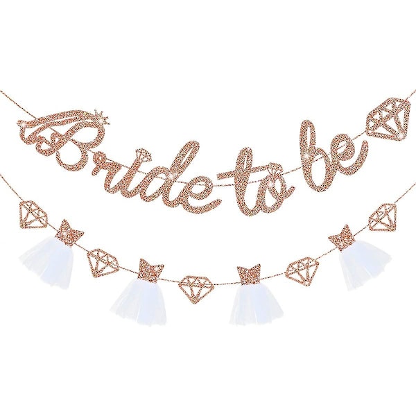 Roséguld Brud Bli Banner Sign Dubbelsidig Glitter Papper Dekorativa Tillbehör