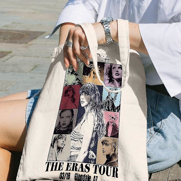 Taylor Swift The Eras Tour Canvas Shopping Bag Axelväska Shopper Bags Presenter För Ts Fans Musikälskare