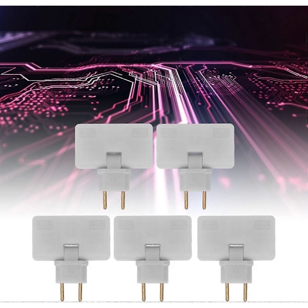 5 stk. Flat Stikkontakt Trådløs Pluggkonverter 180 Graders Rotasjon 1 til 3 EU Pluggadapter 110-250V for Plassering Bak Møbler.