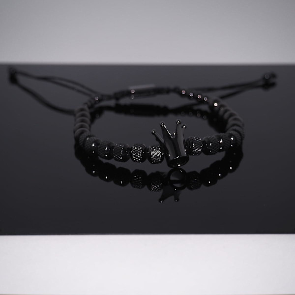 Till min man armband - Rätta till din krona för pojkvän make, justerbar pärla herrars rostfria krona årsdag julklappar