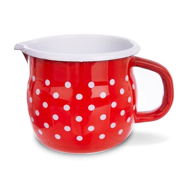 Enamelled red polka dot mug TECKA 800 ml
