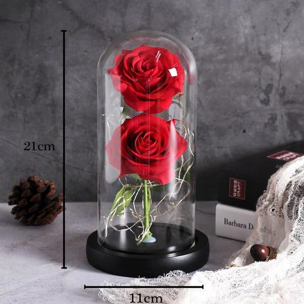 EVIGA DOBBELTROSE I GLAS Lysende LED-GAVE