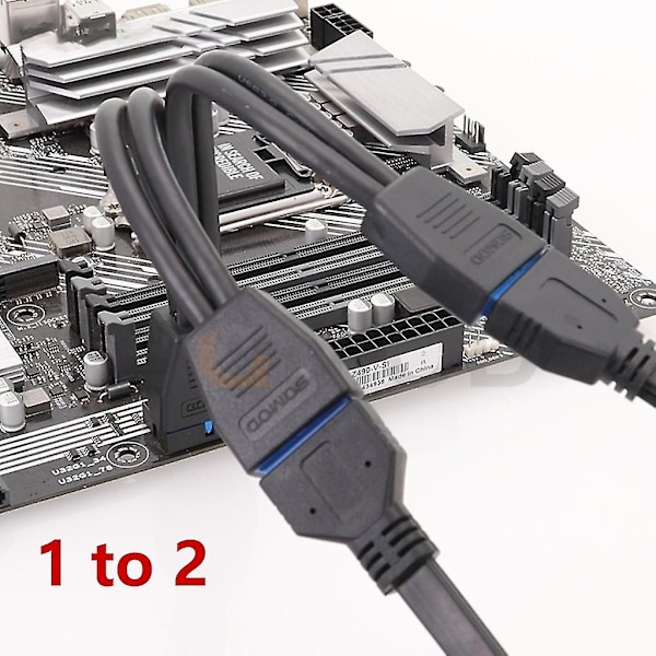 USB 3.0 Header Forlængerkabel, 19/20 Pin 1 Til 2 Y Splitter Forlængeradapter-yu