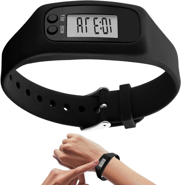 Pedometer Watch - Activity Tracker - Daily Exercise - Easy Tracking - 25x2.7cm - Black