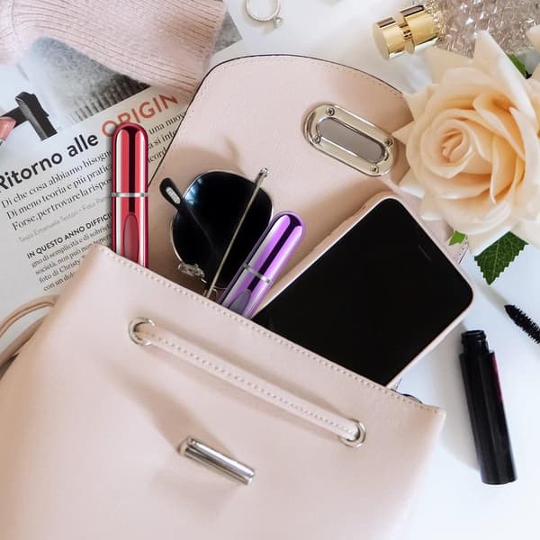 Portable Mini Refillable Spray Perfume Bottle, 5ml Refillable Spray Perfume Atomizer, Fragrance Pump Box for Travel and On the Go (4-pack)