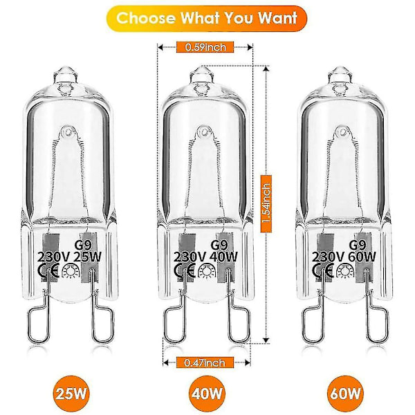 20 st G9 Halogenlampor, 25w Klar Halogen Dimbar, Varm Vit 2800k För Kronljusstakar, Hängen, L J