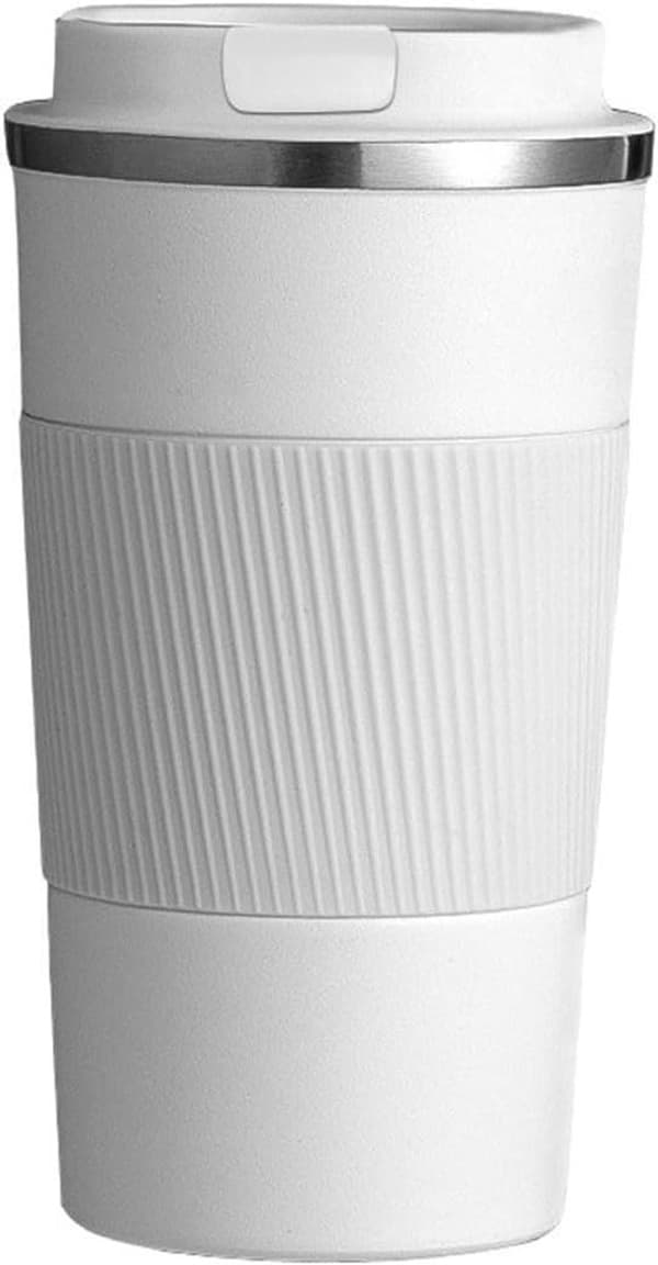 Isolert krus i rustfritt stål - Isolert krus - Egnet for varme drikker - Dobbel isolasjon - 510 ml - Hvit