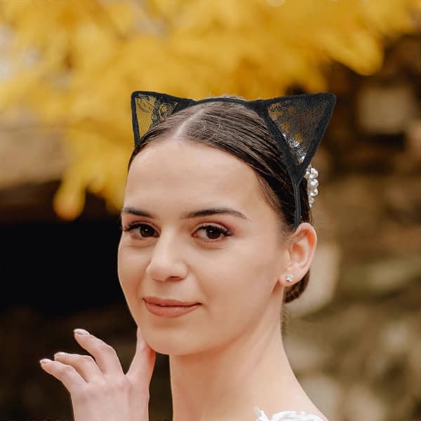 Spets Kattöron Hårband för Maskerad med Tråddesign