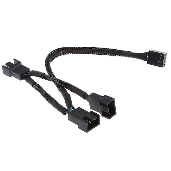Fire-pin kabel PWM-blæsersplitter til 3 adapter, sort sleeved