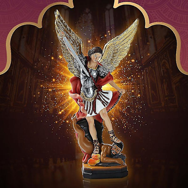 Skytsengel Figur Statue Ornament Religiøs Kunst Resin Ornament Til Hjem Hylde En Engel Besejrer En Djævel