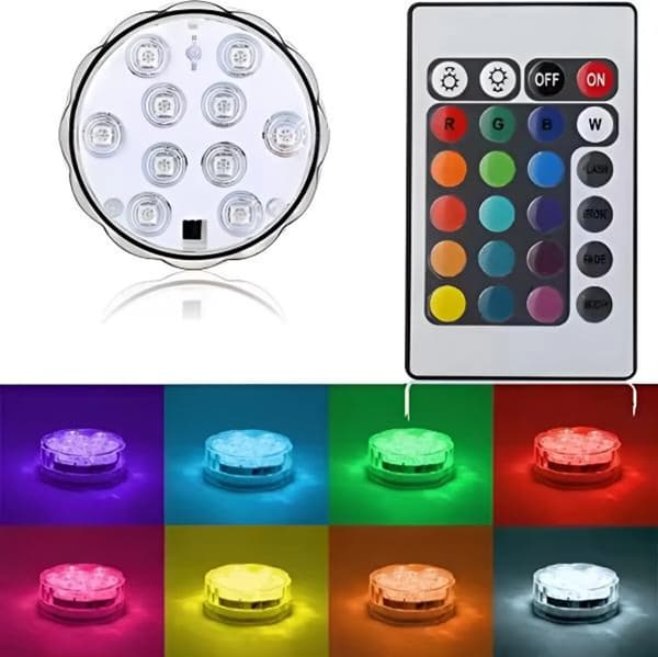 4-pack Battery-Powered Submersible RGB LED Pool Lights with Remote Control