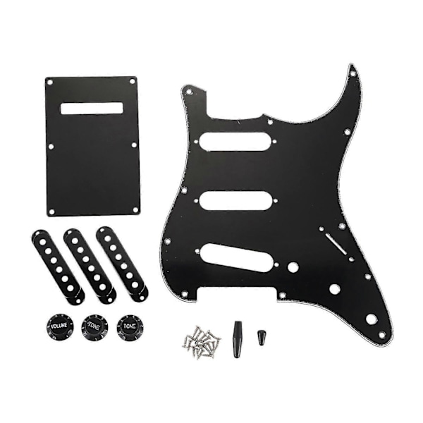 Set med 3-lagers Svart 11 Håls SSS Gitarrplektrumskydd Strat Bakplatta Pickup-skydd Rattar Gitarrtoppar - Utmärkt