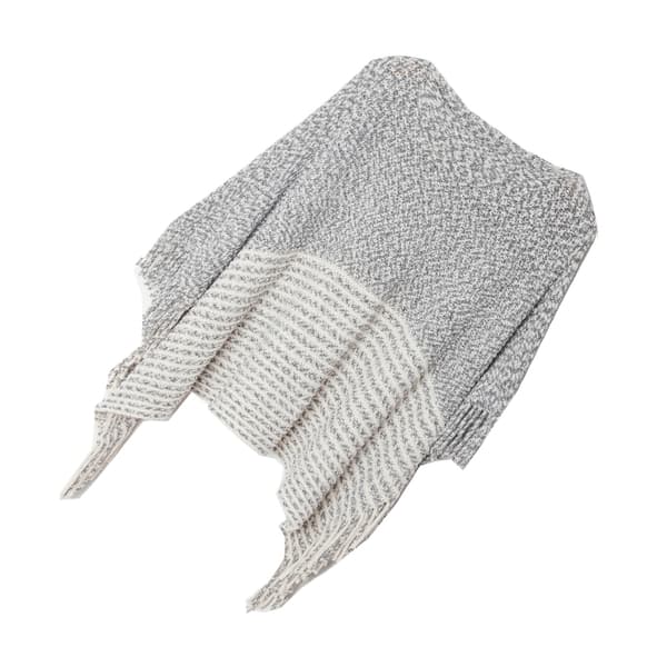 Elegant Knitted Shawl Poncho Cape Black
